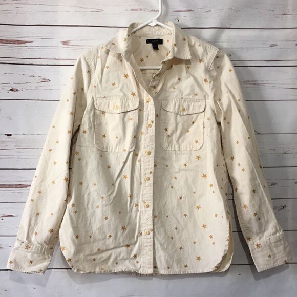 J. Crew sparkly star button down shirt 💗 - Picture 4 of 11